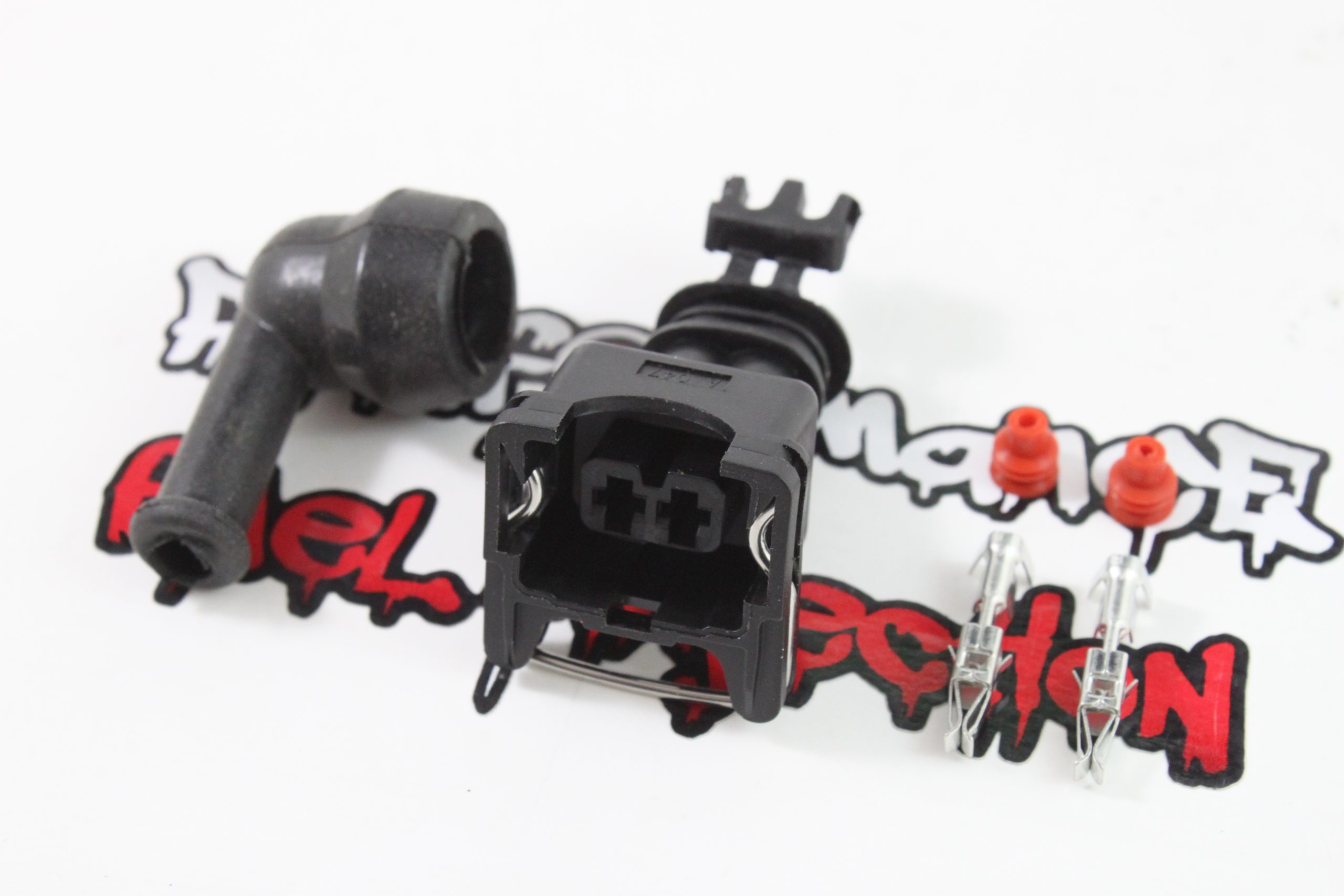 EV1 / Jetronic Fuel Injector Connector with 90* silicone boot - Pins & seals style - Image 4