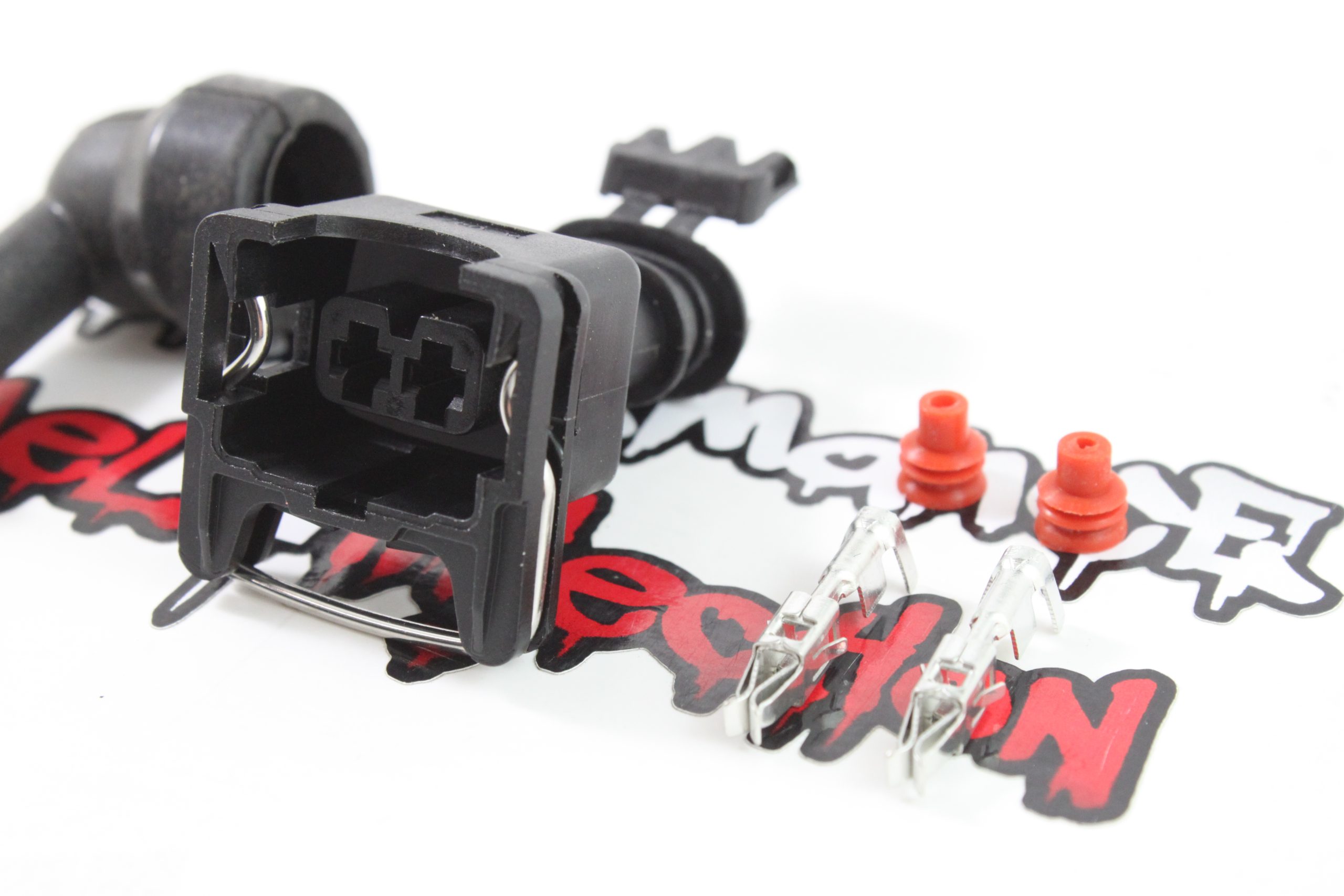 EV1 / Jetronic Fuel Injector Connector with 90* silicone boot - Pins & seals style - Image 3